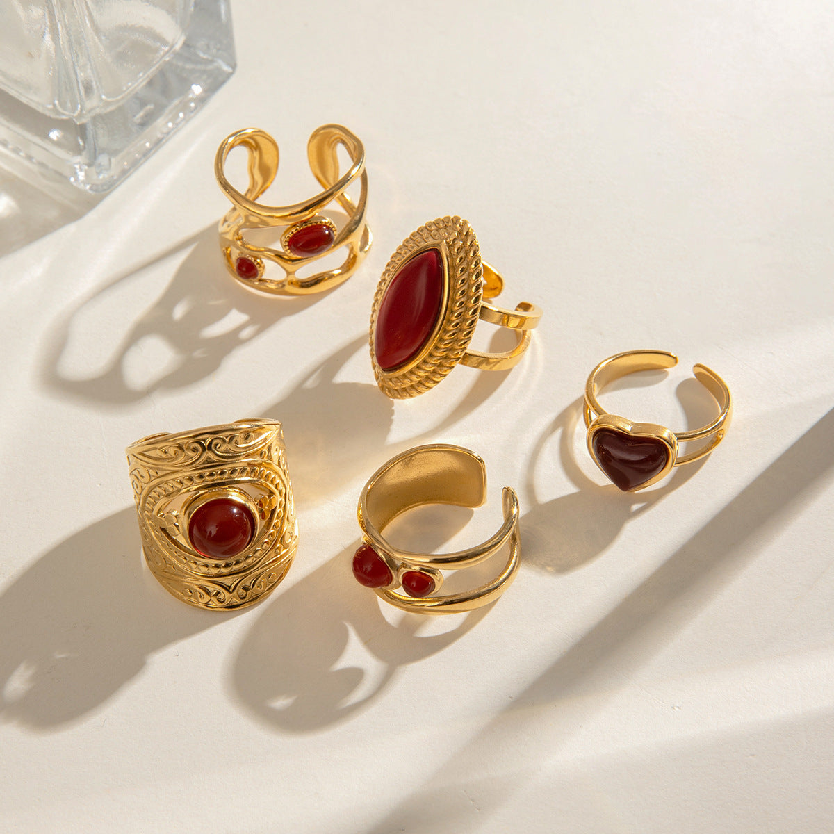 Damen Offener Ring mit Herzdesign und verstellbarer Größe Shop Nory