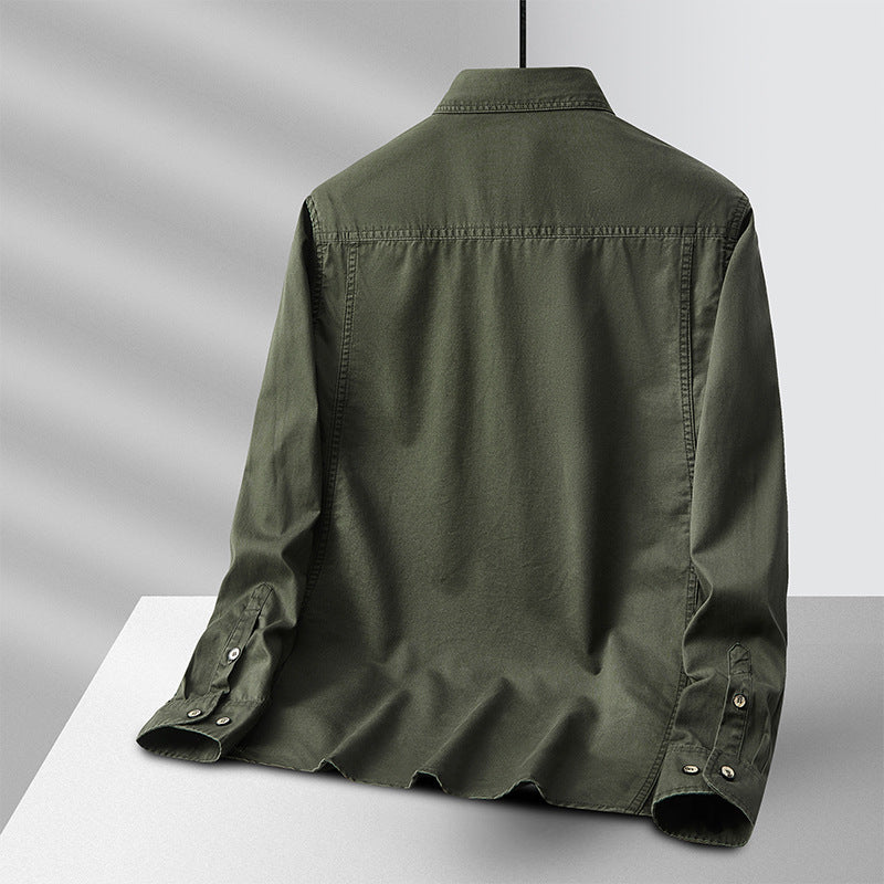 Herren leichte Baumwoll-Utility-Hemdjacke mit Pattentaschen und durchgehender Knopfleiste Shop Nory