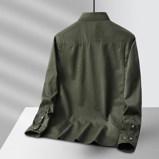 Herren leichte Baumwoll-Utility-Hemdjacke mit Pattentaschen und durchgehender Knopfleiste Shop Nory