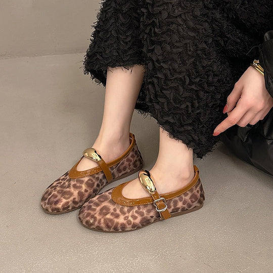 Damen Trendige Netz Ballerinas mit eleganter Schnalle