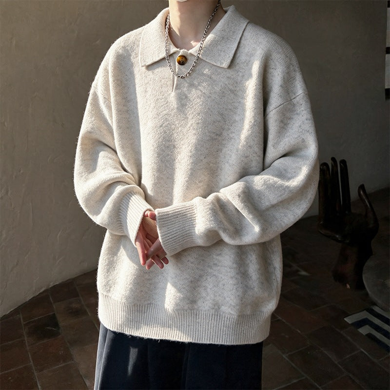 Damen Oversize-Strickpullover mit Polokragen und Ein-Knopf-Detail Shop Nory