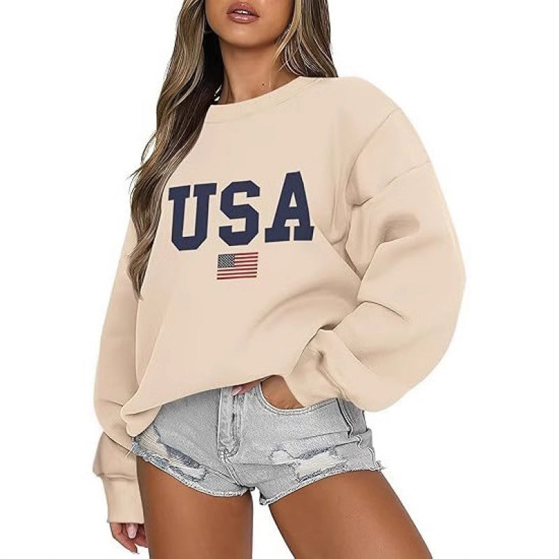 Damen Sweatshirt mit modernem USA-Statement und gemütlicher Passform