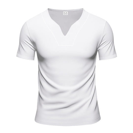 Herren nan schlank geschnittenes Kurzarmshirt mit eingelassener V-Einkerbung und dekorativer Ziernaht