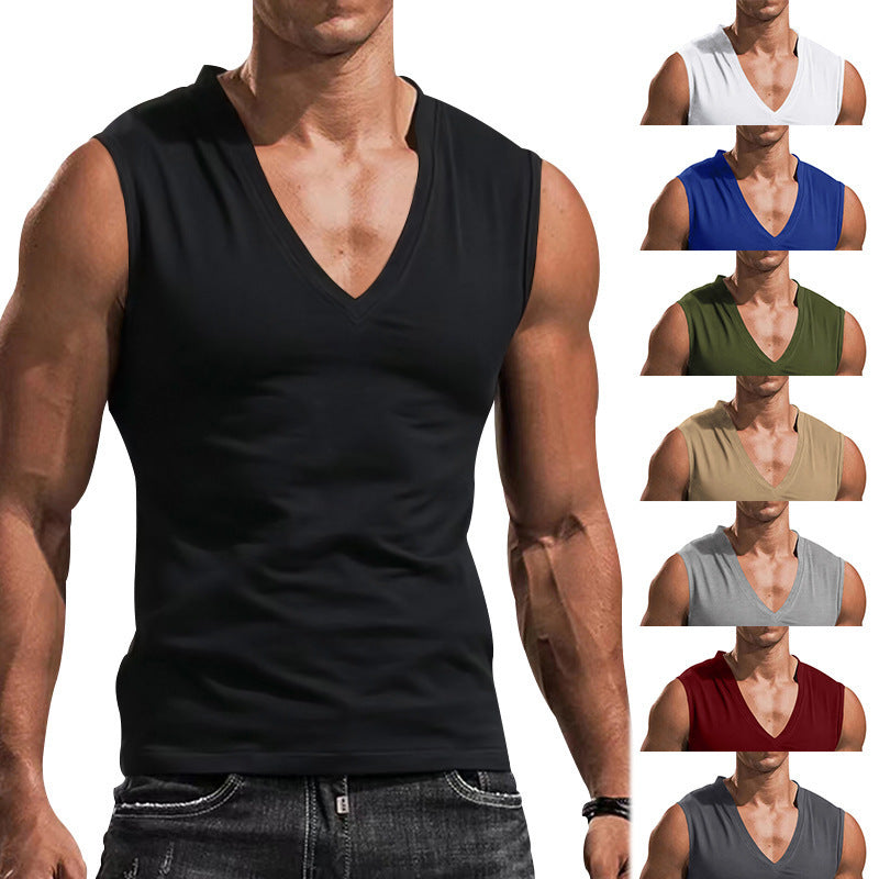 Herren Ärmelloses Fitness-T-Shirt mit V-Ausschnitt aus atmungsaktivem Material