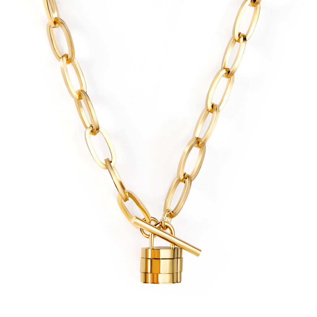 Damen Edelstahl Kette mit herzförmigem Anhänger und elegantem Toggleverschluss Shop Nory