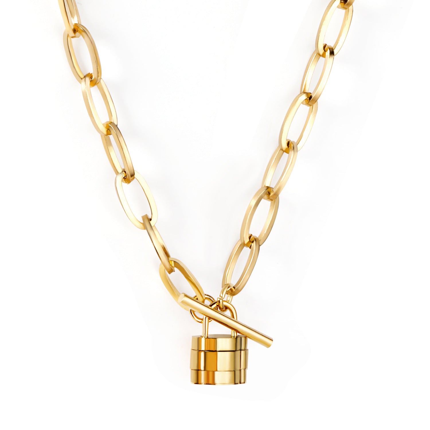 Damen Edelstahl Kette mit herzförmigem Anhänger und elegantem Toggleverschluss Shop Nory