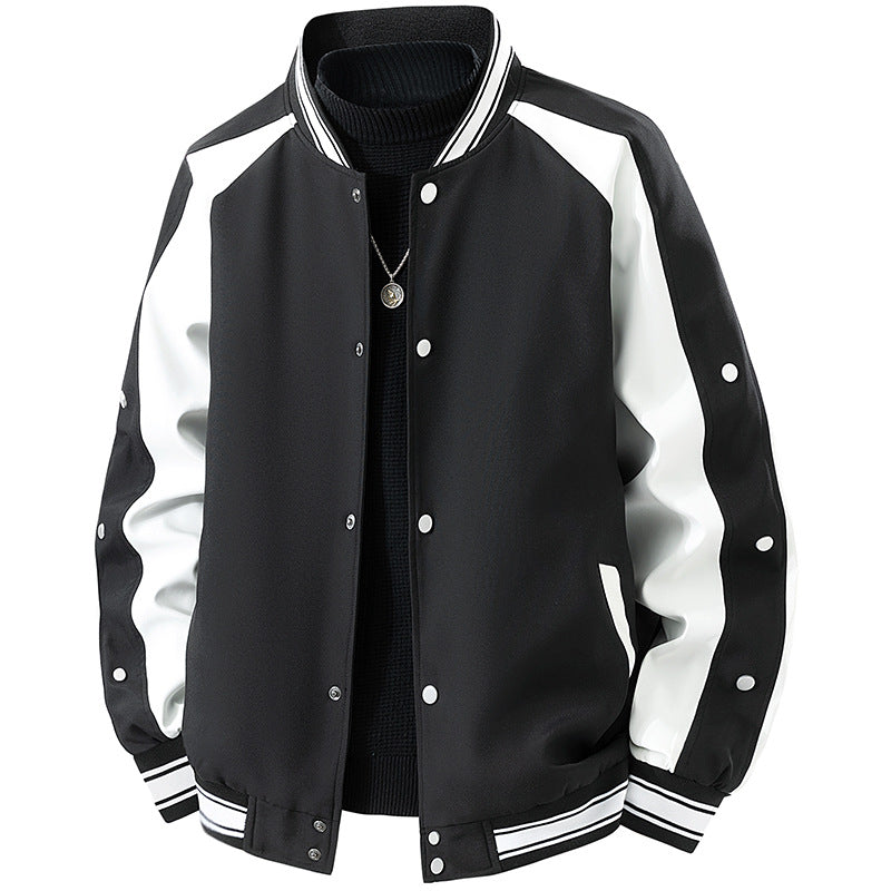 Herren Retro-College-Blouson mit Druckknopfverschluss, Raglanärmeln und Rippbündchen Shop Nory