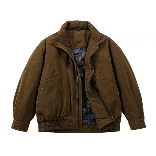 Herren Oversized Bomberjacke aus Veloursleder‑Optik mit hohem Stehkragen und elastischem Saum Shop Nory