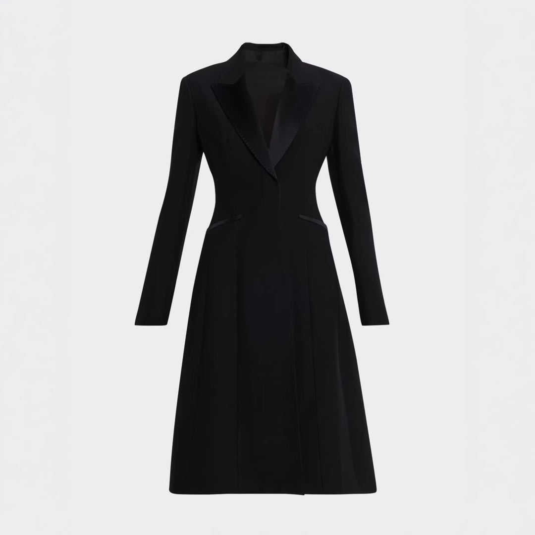 Damen Taillierter Abendlicher Mantel-Blazer mit Satinrevers und schlanker Silhouette Shop Nory