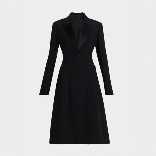 Damen Taillierter Abendlicher Mantel-Blazer mit Satinrevers und schlanker Silhouette Shop Nory