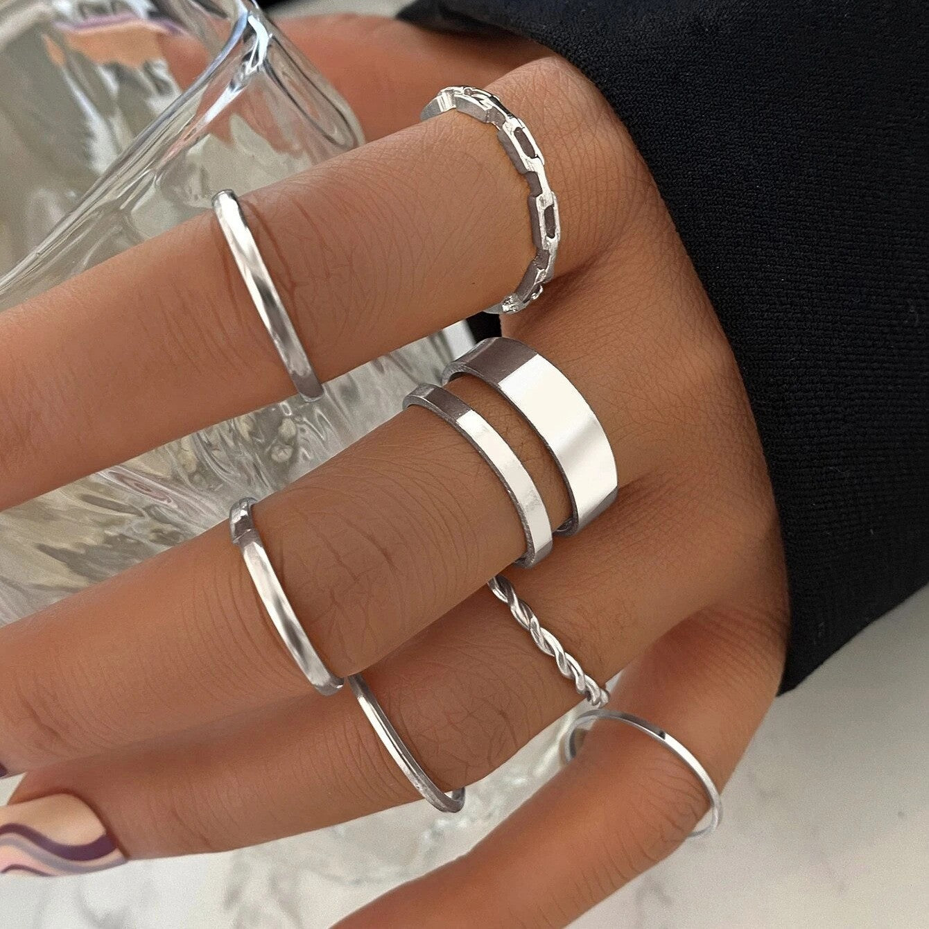 Damen Ring-Set mit verschiedenen eleganten Designs und filigranen Details Shop Nory