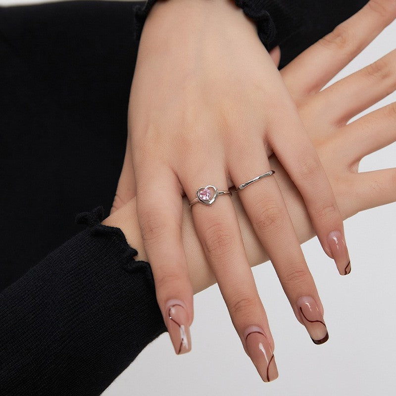 Damen Offener Ring mit herzförmigen Zirkonia und modernem Design Shop Nory