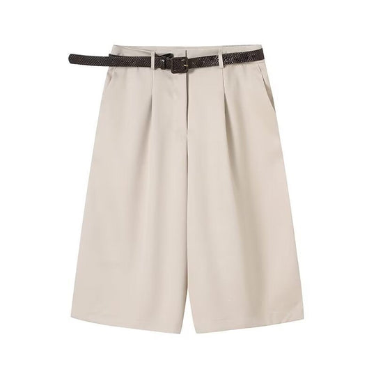 Damen elegante Hochwasser-Shorts mit geflochtenem Gürtel