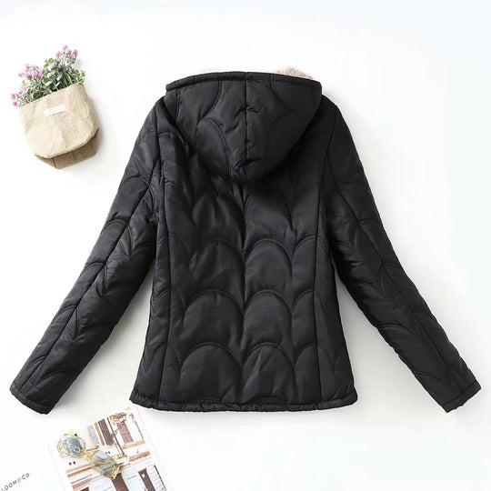 Damen Gesteppte Kapuzenjacke mit kuscheligem Teddyfutter und seitlichen Eingrifftaschen Shop Nory
