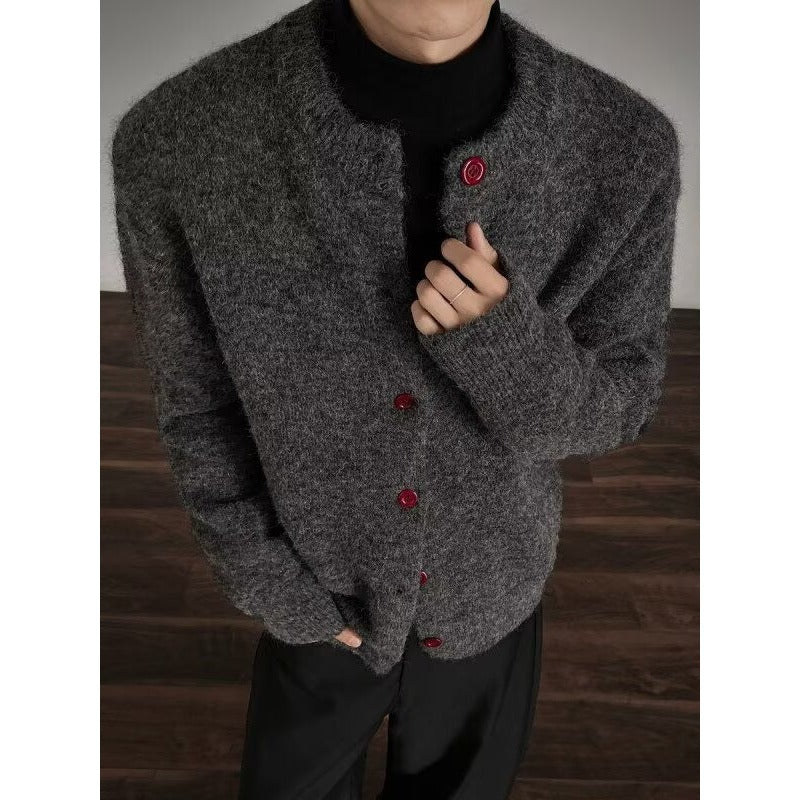 Herren Lockere Strickjacke mit Knöpfen Shop Nory