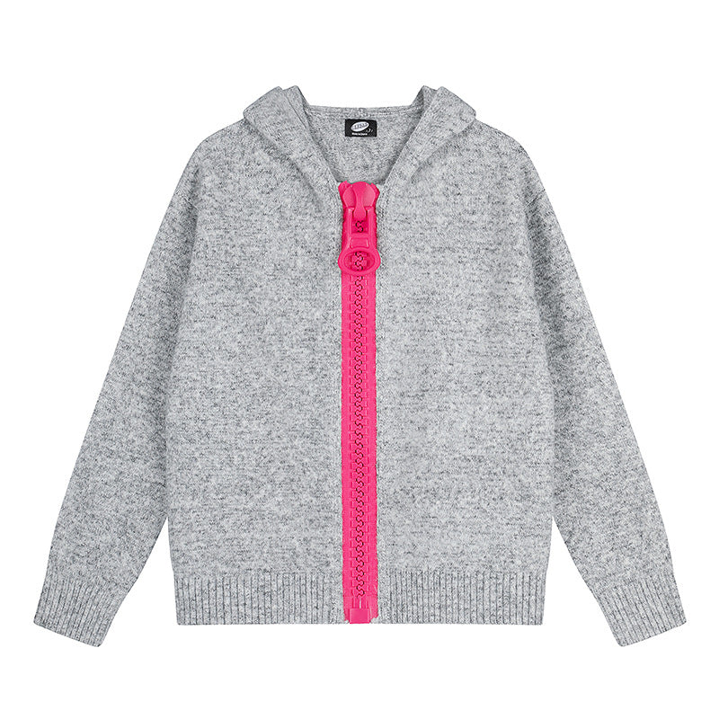 Damen Kapuzen-Strickjacke mit übergroßem Reißverschluss und softem Mohair-Mix Shop Nory