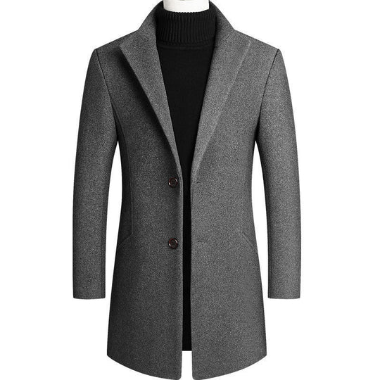 Herren Moderner Wollmix-Kurzmantel mit schlanker Silhouette, Reverskragen und Zweiknopfverschluss Shop Nory
