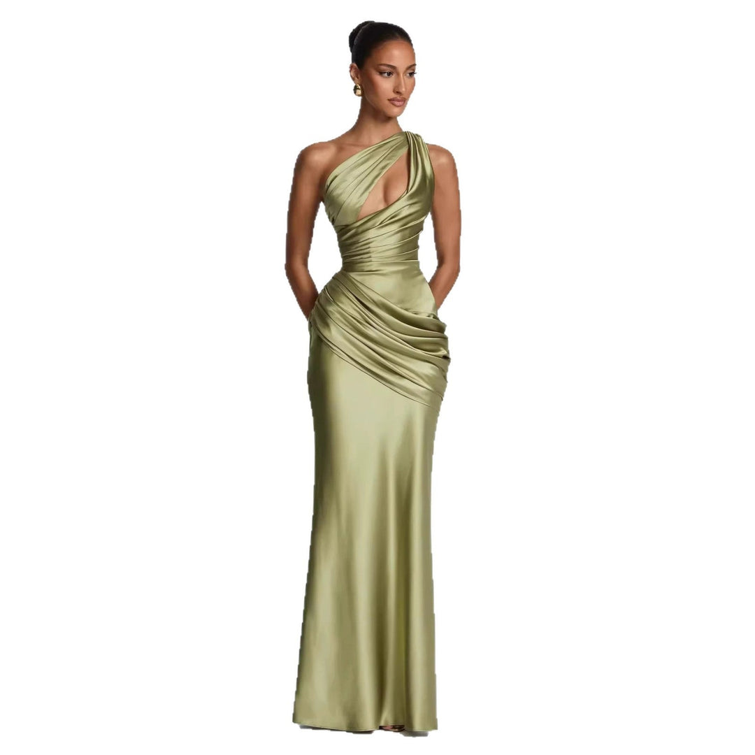 Damen Elegantes Maxikleid mit asymmetrischem Schnitt und raffinierten Drapierungen Shopnory