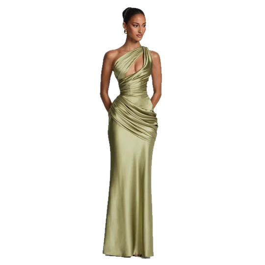 Damen Elegantes Maxikleid mit asymmetrischem Schnitt und raffinierten Drapierungen Shopnory