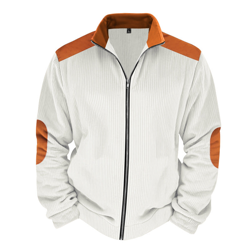 Herren Sportliche Zip-Jacke mit Rippenstruktur und Kontrastärmel