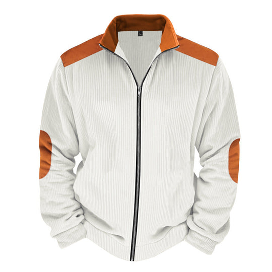 Herren Sportliche Zip-Jacke mit Rippenstruktur und Kontrastärmel