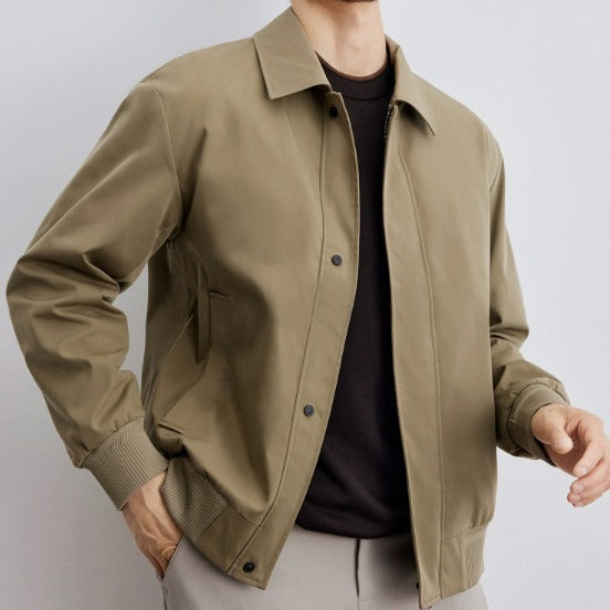 Herren klassische Harringtonjacke mit Rippsaum und verdecktem Reißverschluss Shop Nory
