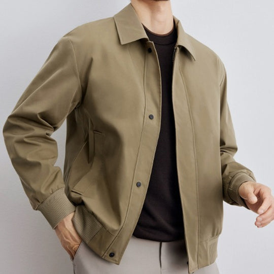 Herren klassische Harringtonjacke mit Rippsaum und verdecktem Reißverschluss Shop Nory
