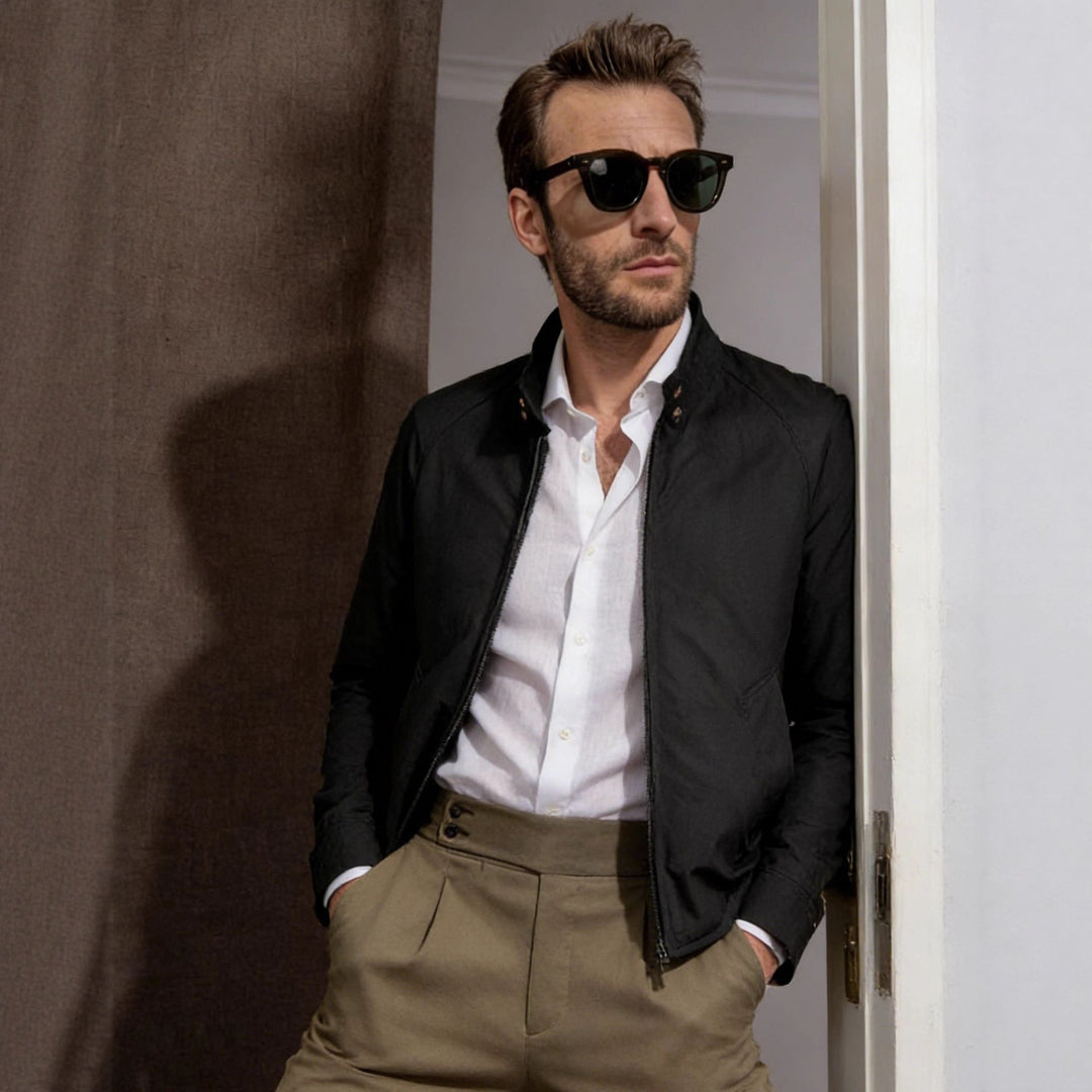 Herren Harrington-Jacke mit Cordkragen, Zweiwege-Reißverschluss und verdeckten Eingrifftaschen Shop Nory