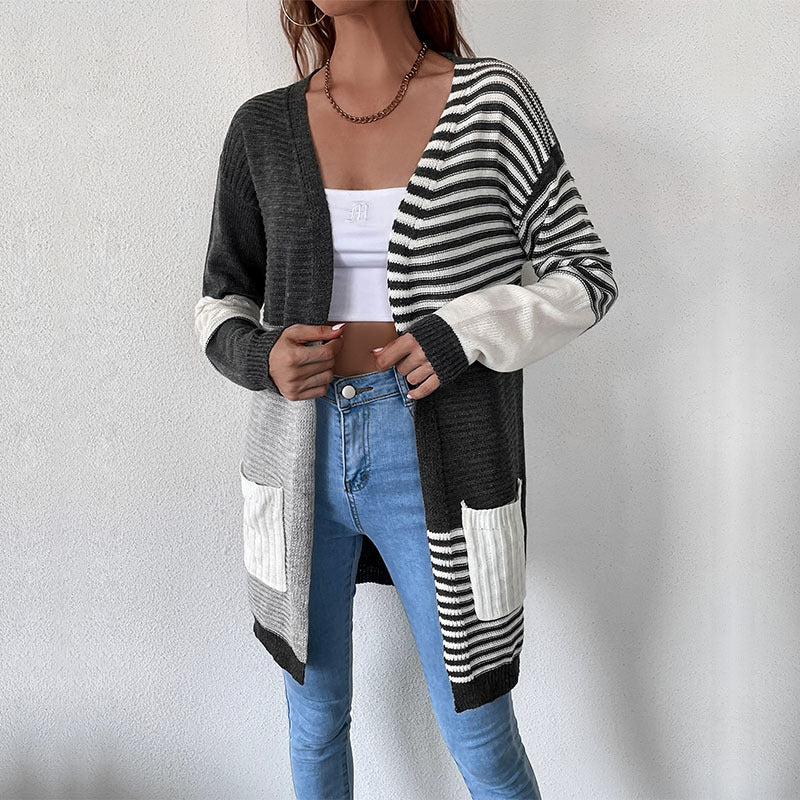 Damen Modischer Strickcardigan mit geometrischem Muster Shop Nory