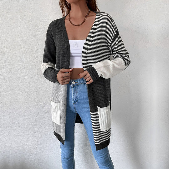 Damen Modischer Strickcardigan mit geometrischem Muster Shop Nory