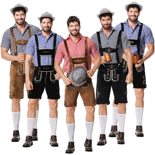 Herren nan traditionelle kurze Trachtenlederhose mit aufwendiger Stickerei und verstellbaren Trägern Shop Nory