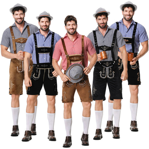 Herren nan traditionelle kurze Trachtenlederhose mit aufwendiger Stickerei und verstellbaren Trägern Shop Nory