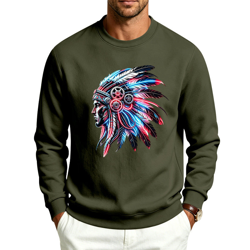 Herren Sweatshirt mit detailreichem Federschmuck-Print Shop Nory