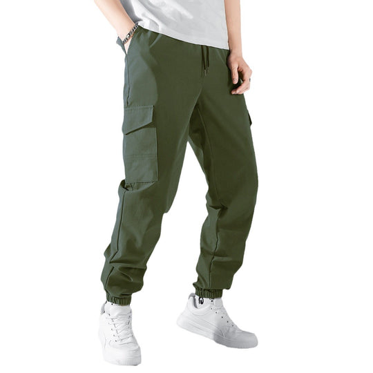Damen nan lässige Cargo-Hose mit elastischem Kordelzugbund, Klappentaschen und verstellbaren Knöchelschnüren Shop Nory