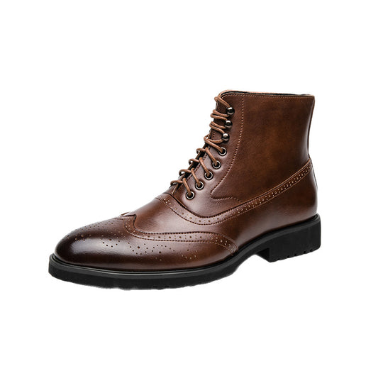 Herren klassische Brogue-Schnürstiefelette mit perforiertem Wingtip und griffiger Gummisohle Shop Nory