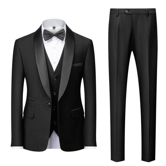 Herren nan dreiteiliges Smoking-Set mit Schalkragen, taillierter Weste und schlanker Passform