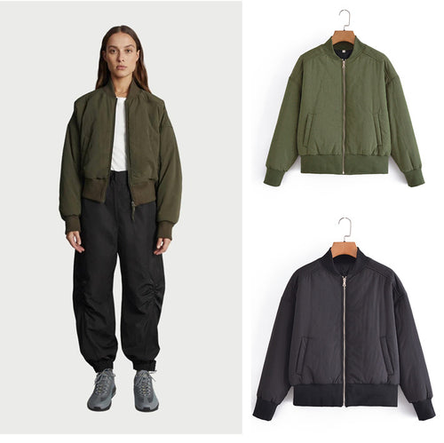 Damen Kurz geschnittene wattierte Blousonjacke mit geripptem Saum Shop Nory