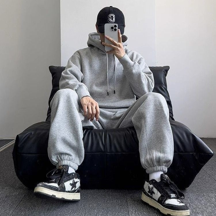 Unisex Oversize-Kapuzenpullover mit Kängurutasche und weiter Jogginghose aus French Terry Shop Nory