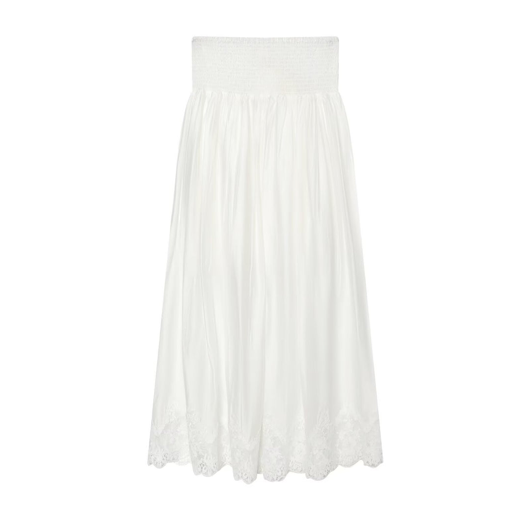 Damen Romantische Bluse mit Smokkragen, Glockenärmeln und Spitzenbesatz Shop Nory
