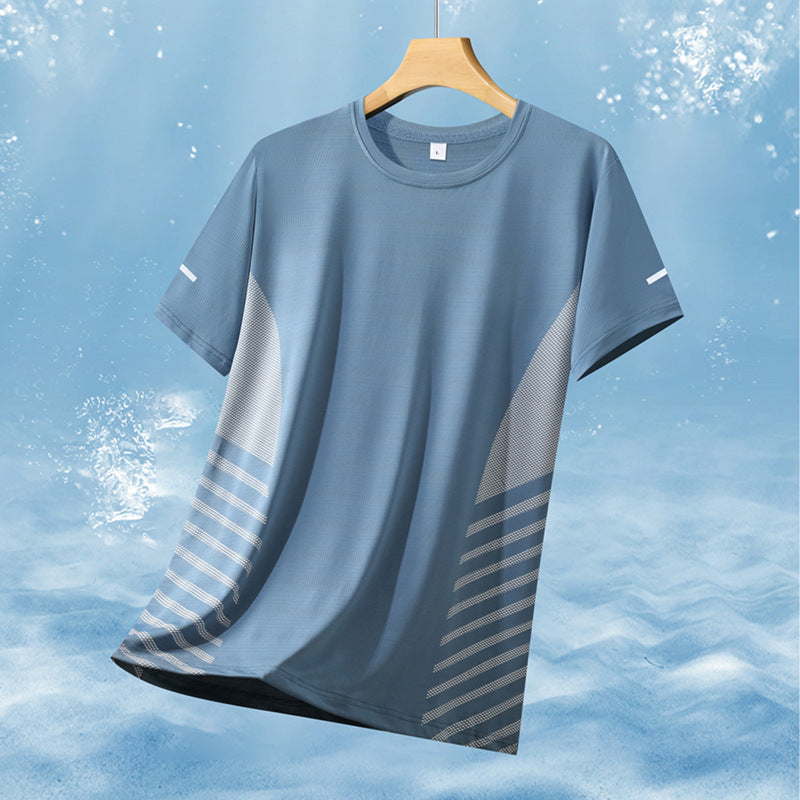 Herren nan atmungsaktives Sportshirt mit Netz-Einsätzen, feuchtigkeitsableitender Funktionsstoff und reflektierenden Streifen
