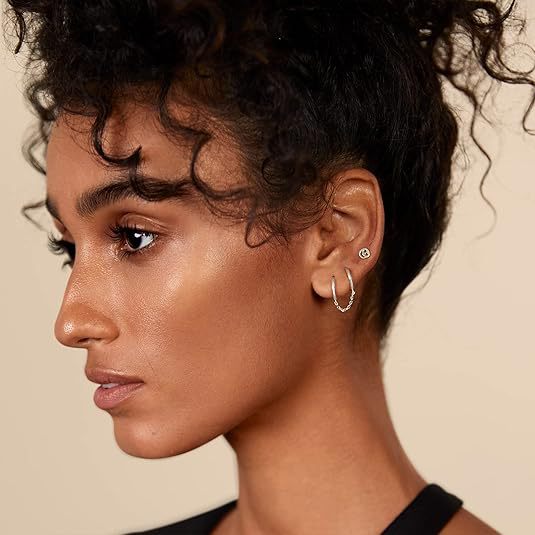 Damen modische Creolen mit eleganten Verbindungskettchen Shop Nory