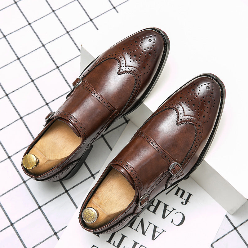 Damen elegante Doppel-Monk-Schuhe aus hochwertigem Leder