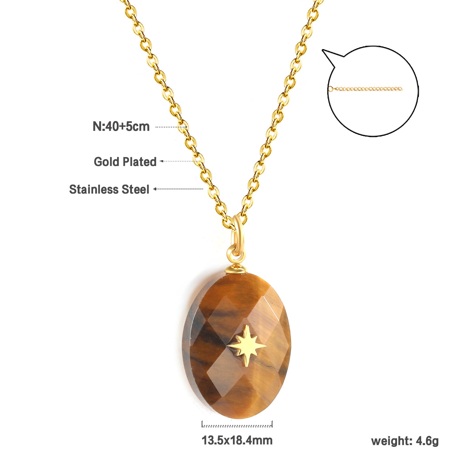 Damen Halskette mit funkelndem Tropfenanhänger und goldplattiertem Edelstahl Shop Nory