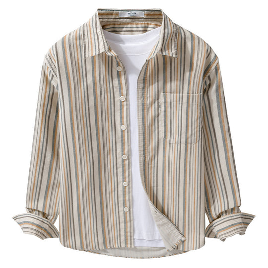 Herren Overshirt aus Baumwollmischung mit vertikalen Streifen und Brusttasche Shop Nory