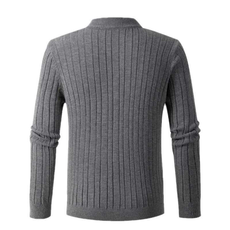 Herren Zopfmuster-Troyer mit kurzem Stehkragen, Halbzip und taillierter Silhouette Shop Nory