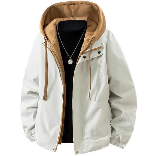 Herren Leichte wind- und wasserabweisende Kapuzen-Übergangsjacke mit fleecegefütterter Kapuze und elastischem Saum Shop Nory