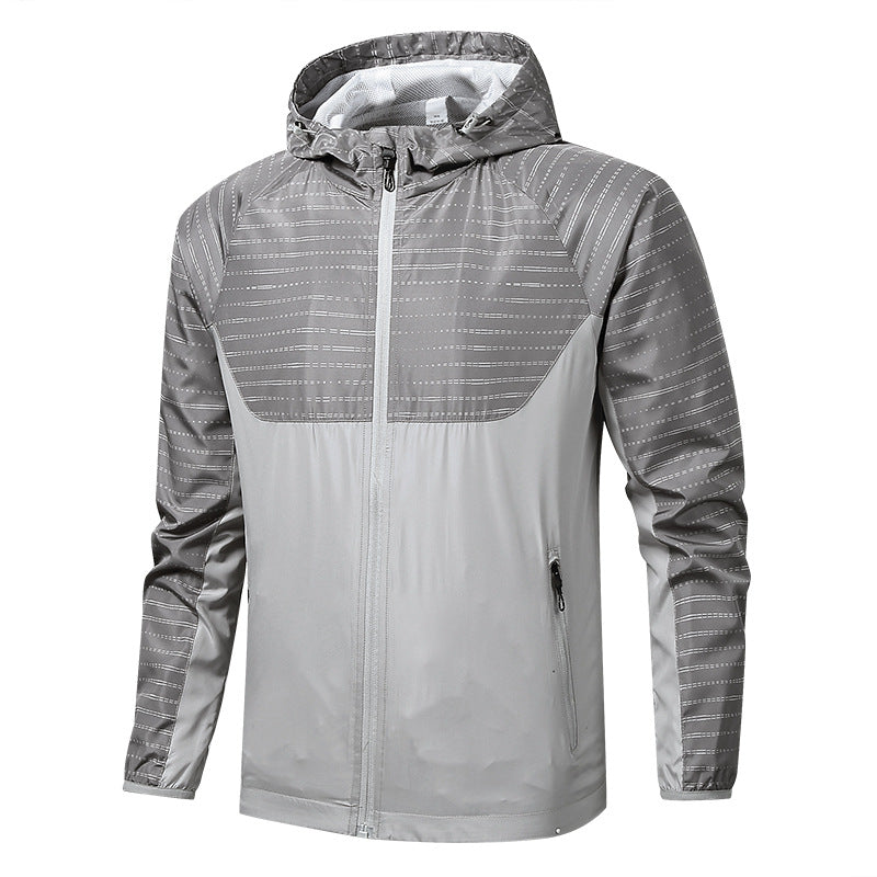 Herren Leichte Reflektierende Kapuzen-Windjacke mit Mesh-Futter und Reißverschlusstaschen Shop Nory