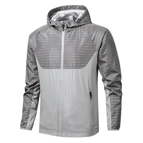 Herren Leichte Reflektierende Kapuzen-Windjacke mit Mesh-Futter und Reißverschlusstaschen Shop Nory