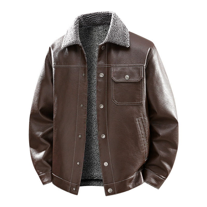 Herren Edle Kunstlederjacke mit weichem Teddyfutter Shop Nory