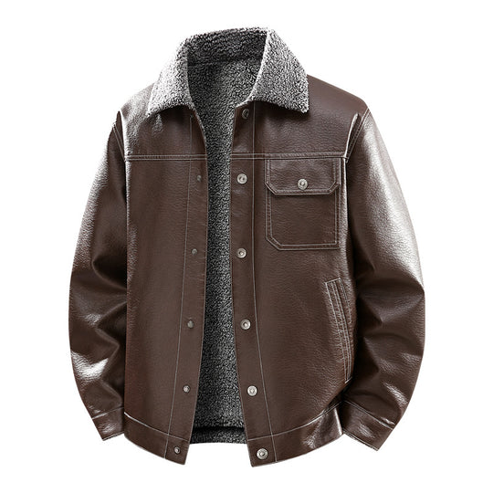 Herren Edle Kunstlederjacke mit weichem Teddyfutter Shop Nory